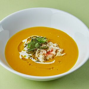 Тыквенный крем-суп с креветками