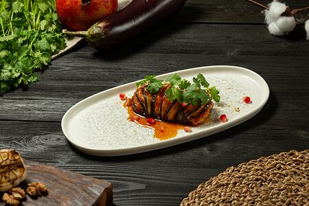 Закуска из хрустящего баклажана с креветкой