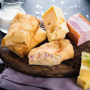 Блинчики с Грудинкой и сыром