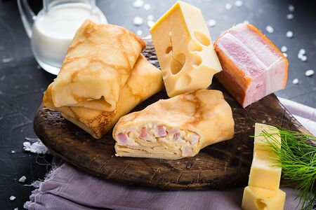 Блинчики с Грудинкой и сыром