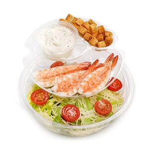 Салат Цезарь с тигровыми креветками