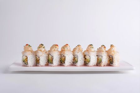 Гребешок с креветками и унаги-маракуйя