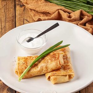 Блинчики с грибами и луком
