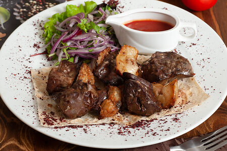 Баранья печень на мангале