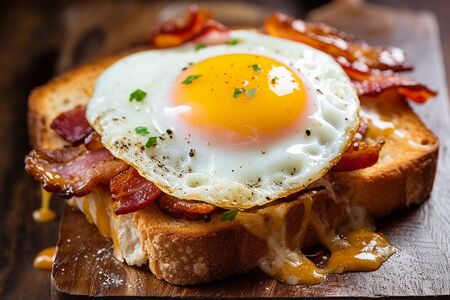 Тост с яйцом и беконом