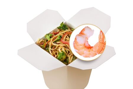 Wok с тигровыми креветками и овощами