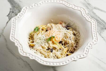 Паста Карбонара с обожженным желтком