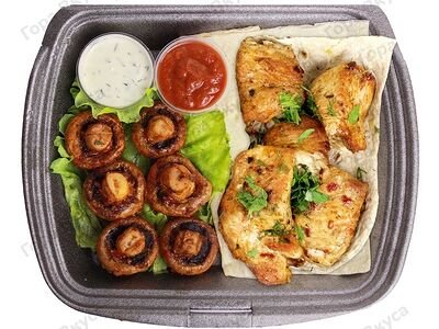 Филе индейки на углях (гарнир3) 200/130/30/30 г