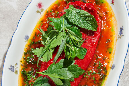 Перец фаршированный со сметаной