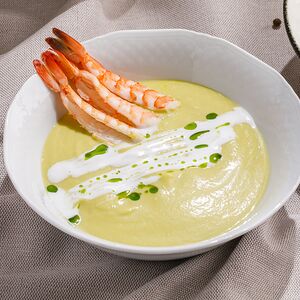 Крем-суп из цукини с креветками