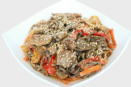 Лапша соба в сырном соусе