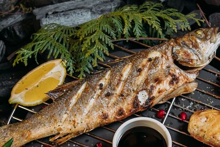 Сибас на мангале