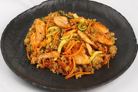 Рис с курицей в соусах Устричный и Терияки