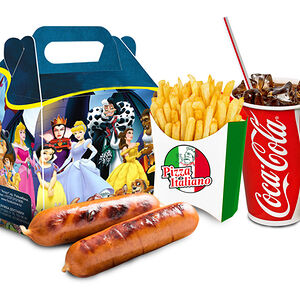 2 сосиски + фри + напиток на выбор + маленькая игрушка