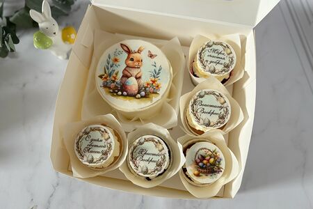 Бенто-торт и капкейки Пасха