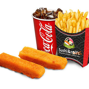 Рыбные палочки 2 шт. + фри + напиток на выбор + маленькая игрушка