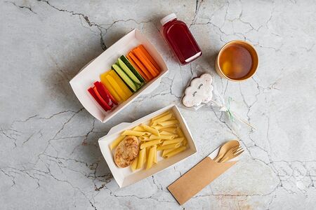 Обед с куриной котлетой и пенне