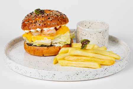 Бейгл с креветками