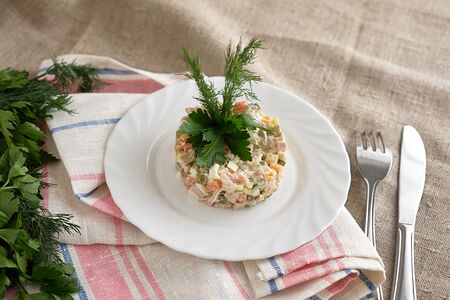 Оливье с говядиной