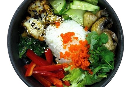 Поке с креветками и шампиньонами