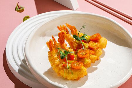Креветки темпура с кумкватом