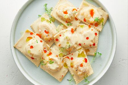 Равиоли карбонара с панчеттой