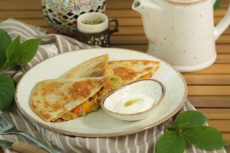 Чапати с моцареллой и тыквой