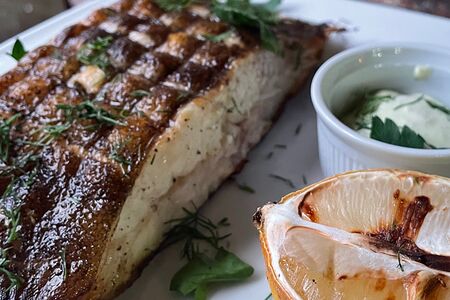 Стейк палтуса на гриле