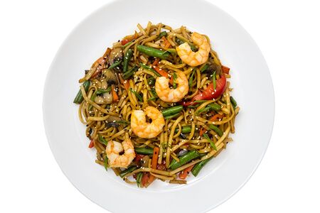 Вок удон с креветками