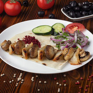 Грибы, запеченные с курдюком