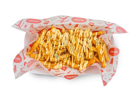 Картофель фри с сырным соусом и орегано