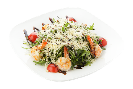 Салат с рукколой и креветками