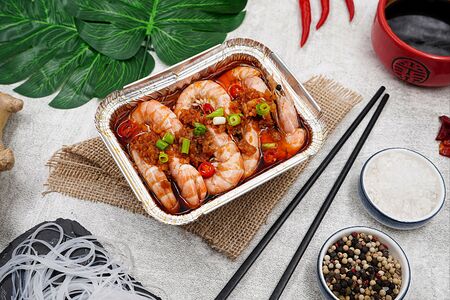 Креветки с лапшой /锡纸虾