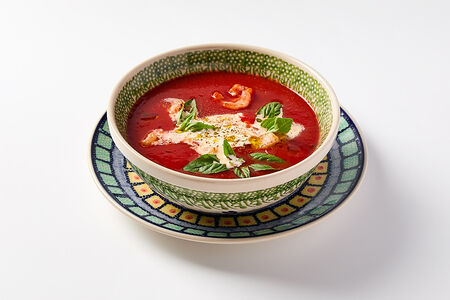 Томатный суп с креветками