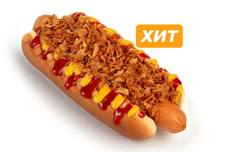 Хот-дог с cвинoй колбаской и сыром