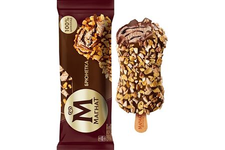 Магнат Брюнетка мороженое эскимо в шоколаде покрытое хрустящими орешками