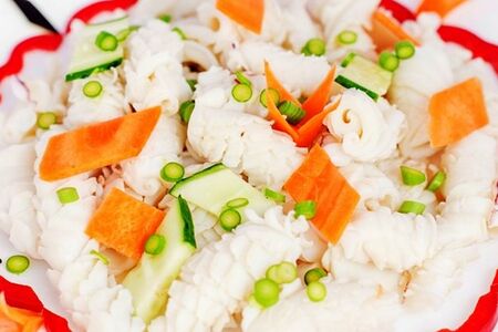 Кальмары ёжики под майонезом
