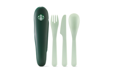 Набор приборов из пластика Starbucks в футляре: нож, вилка, ложка