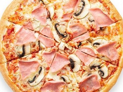 Пицца с ветчиной и грибами