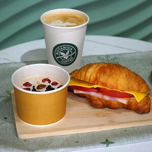 Комбо M Круассан с индейкой, каша и напиток