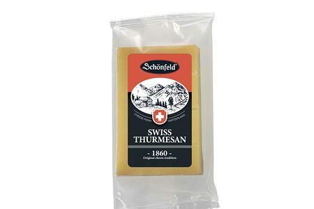 Бзмж Сыр фасованный Swiss Thurmesan 52% кусок 150г Schonfeld
