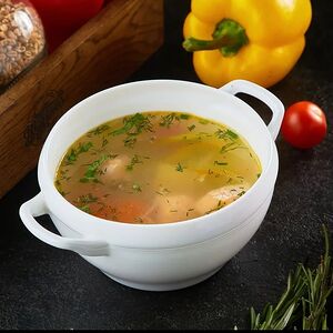 Суп куриный с домашней лапшой и яйцом