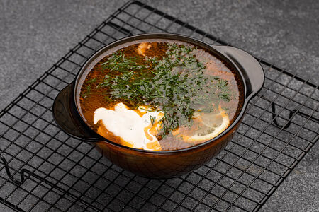 Солянка со сметаной и зеленью