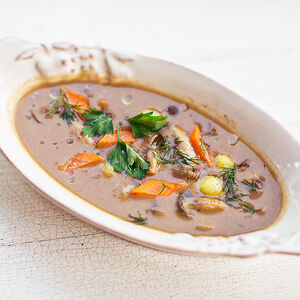 Суп из чёрного хлеба с грибами