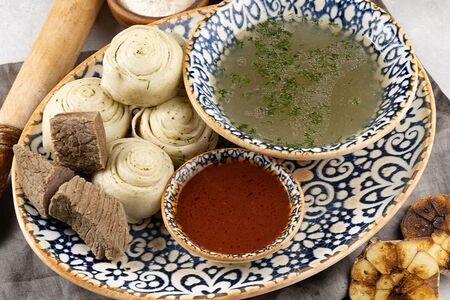 Слоеный хинкал с мясом