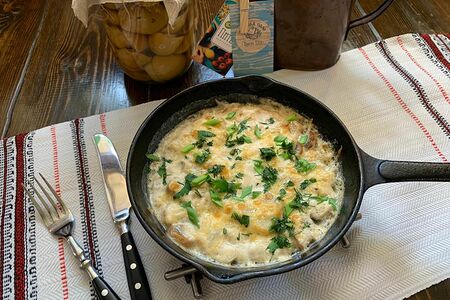 Галушки с грибами в сливочном соусе