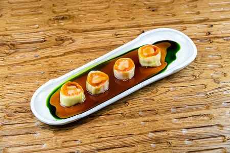 Ролл гребешок, лосось