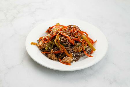 Гречневая лапша с курицей терияки