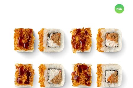 Жареный лосось с крабом