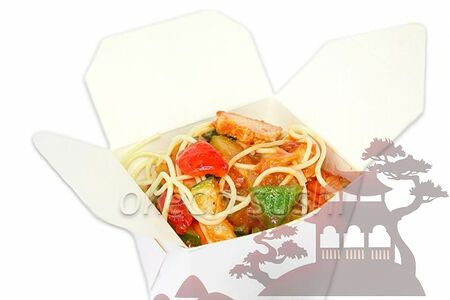 Вок свинина в кисло-сладком соусе с лапшой и овощами